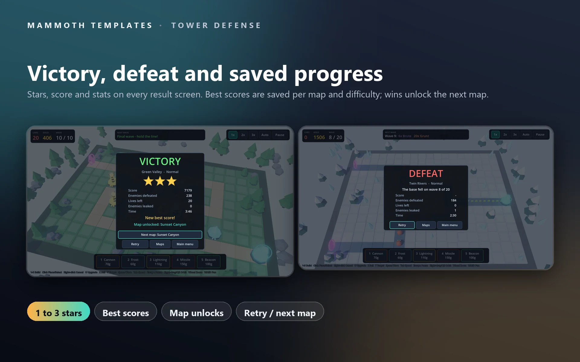 Ship Build Strategy Map Example Tower Defense — Mammoth Templates